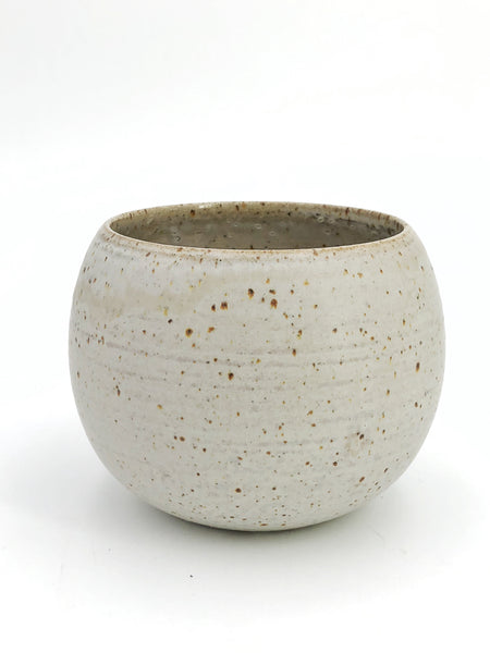 speckled planter pot Speckled White Stoneware Round Planter